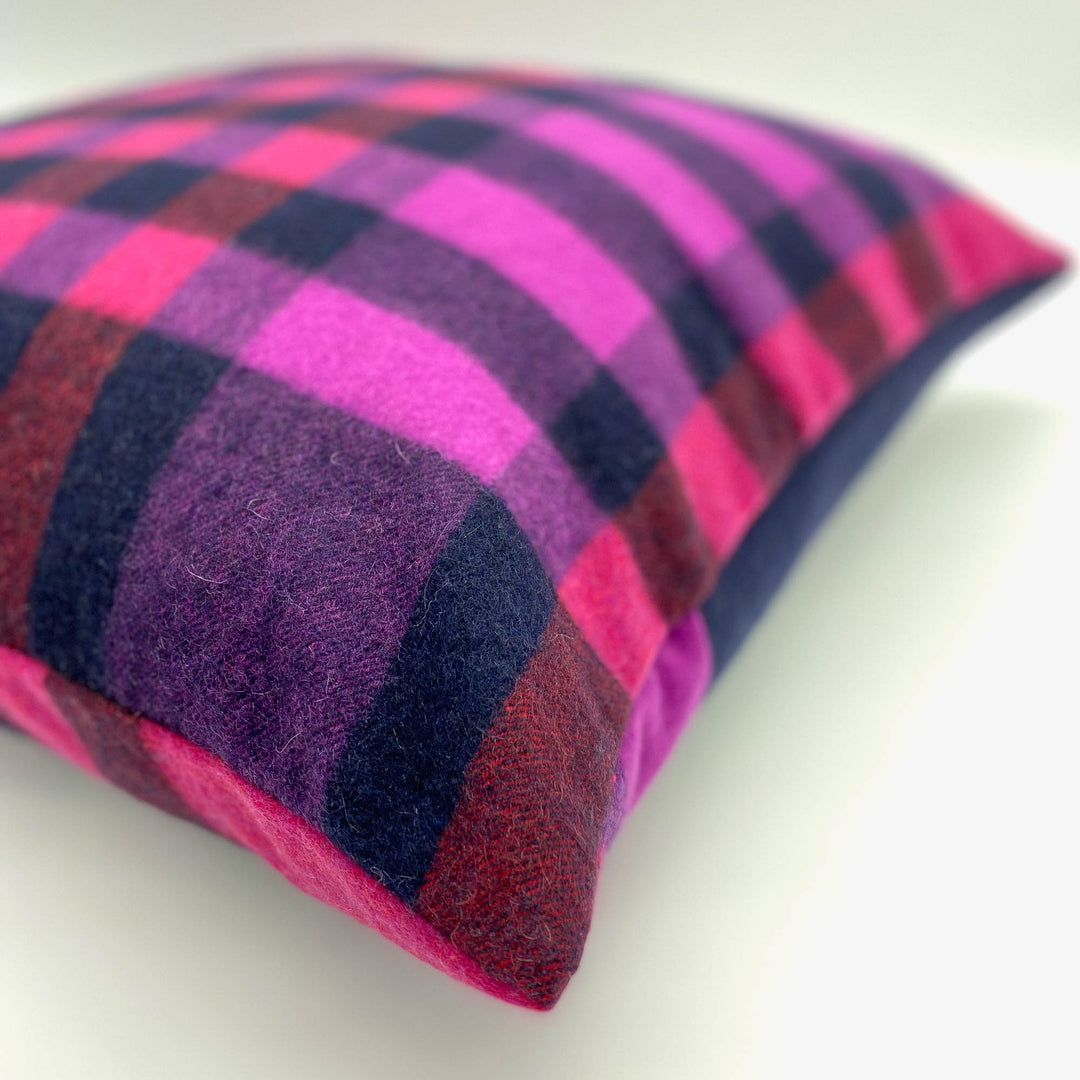 Pink and Purple Checked Cushion Cashmere Cushion