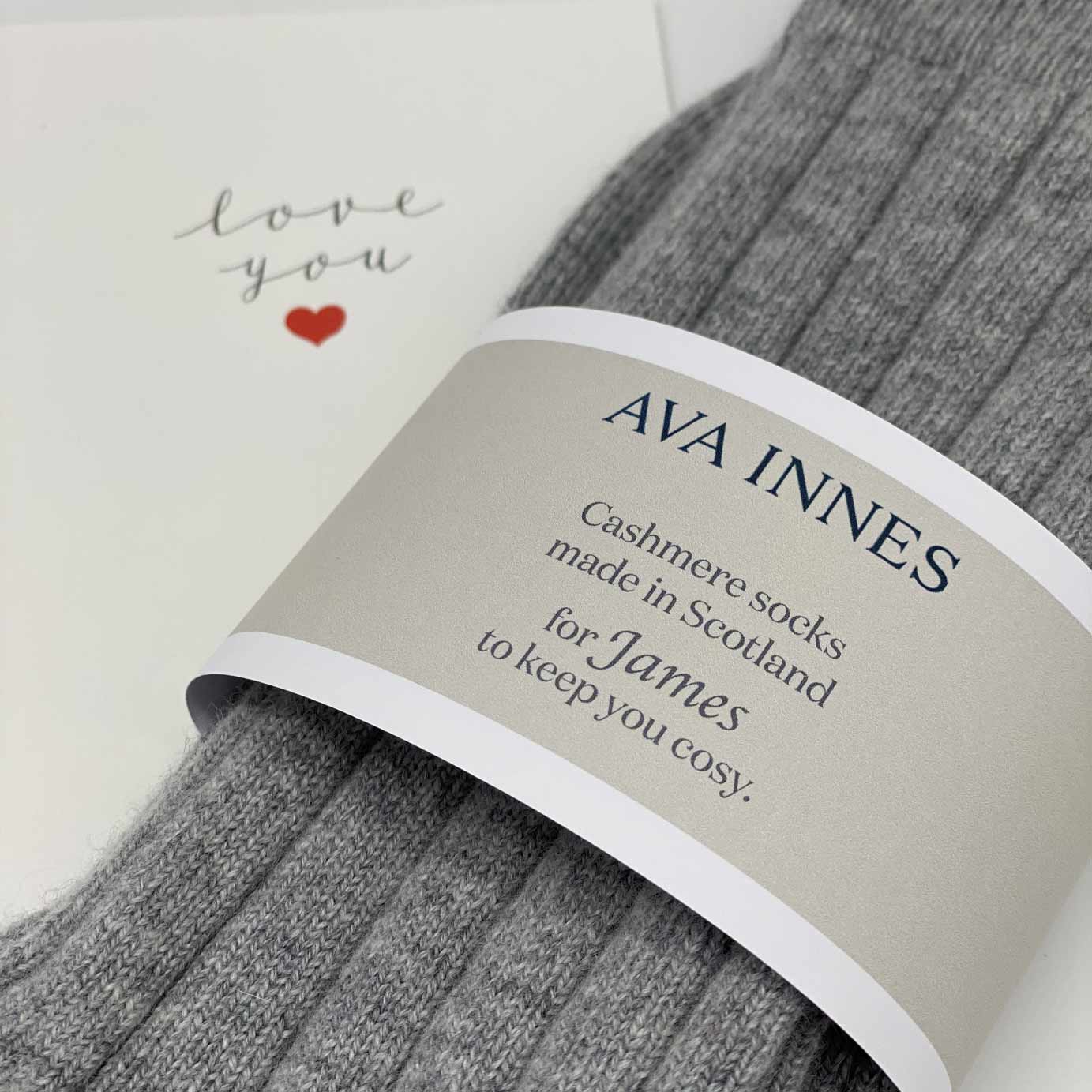 Men's Grey Scottish Cashmere Mens Socks Gift Boxed by Ava Innes