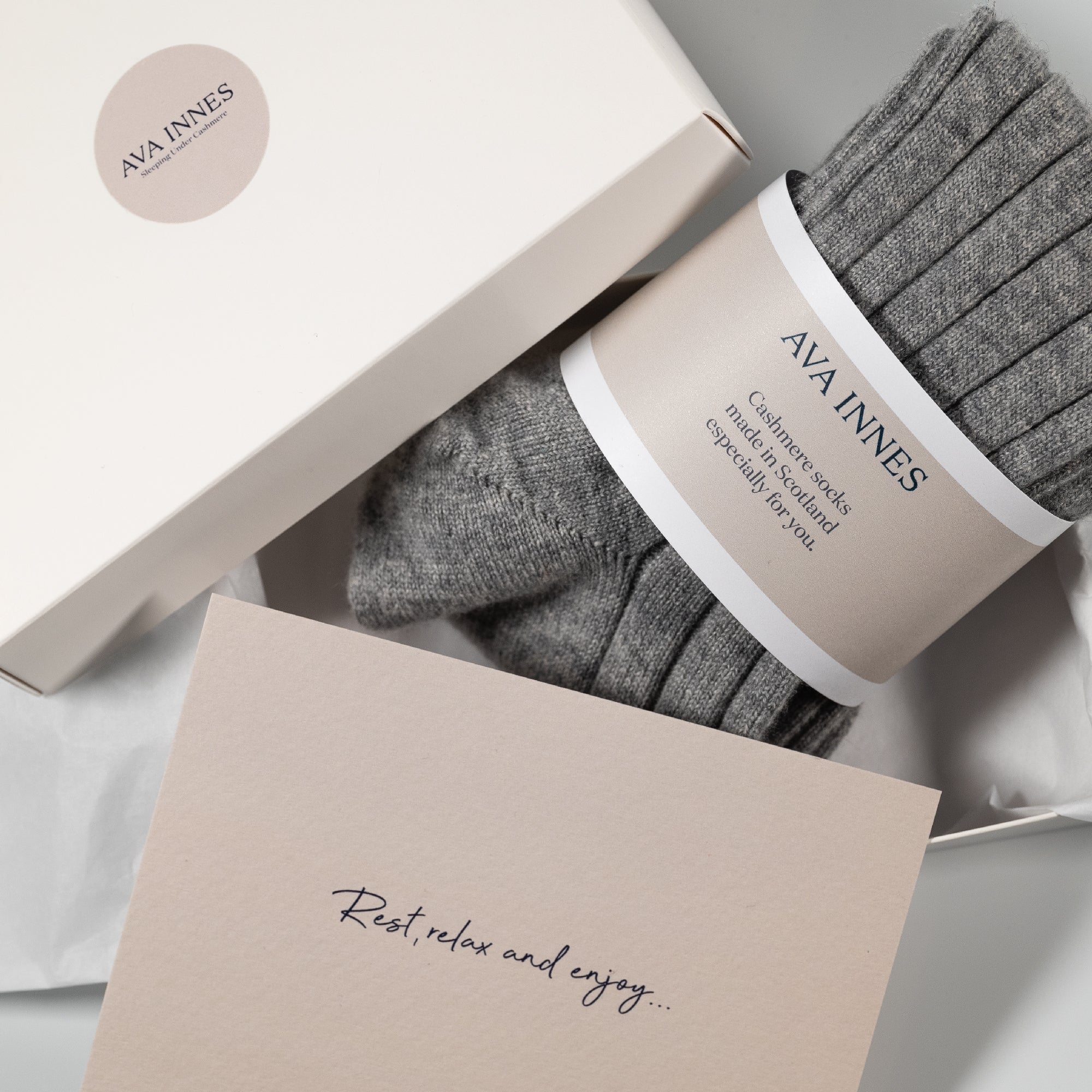 Men's Grey Scottish Cashmere Mens Socks Gift Boxed by Ava Innes