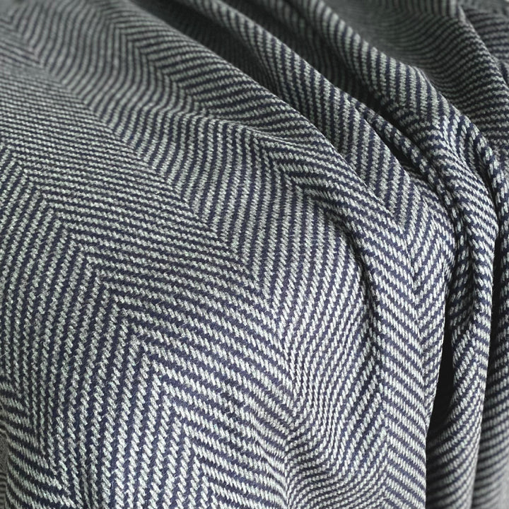 Large Blue Soft All Wool Herringbone Blanket