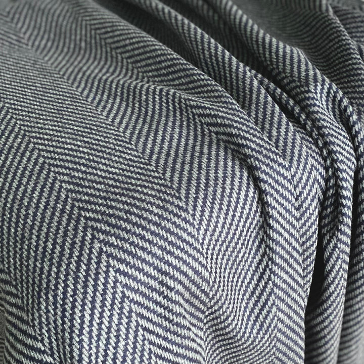 Large Blue Herringbone Wool Blanket