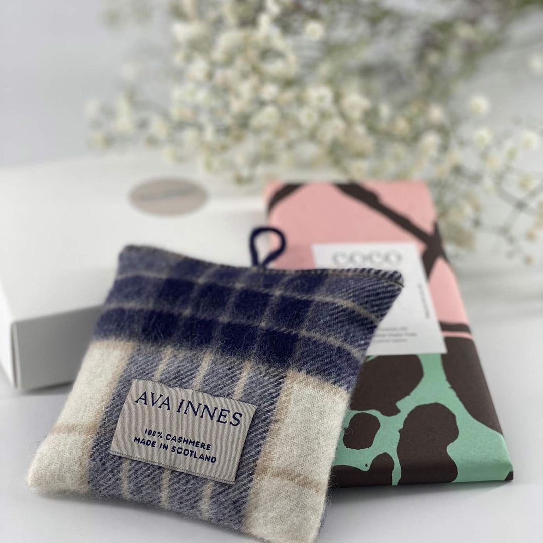 Cashmere gift sets by Ava Innes, Scotland, Lavender bags