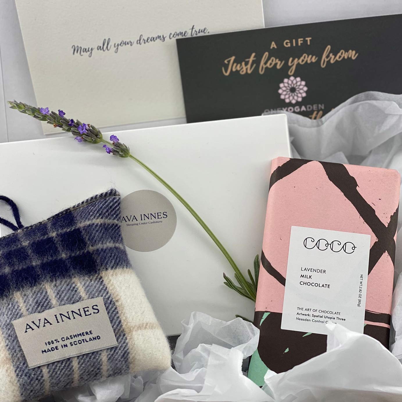 Cashmere gift sets by Ava Innes, Scotland, Lavender bags  Edit alt text