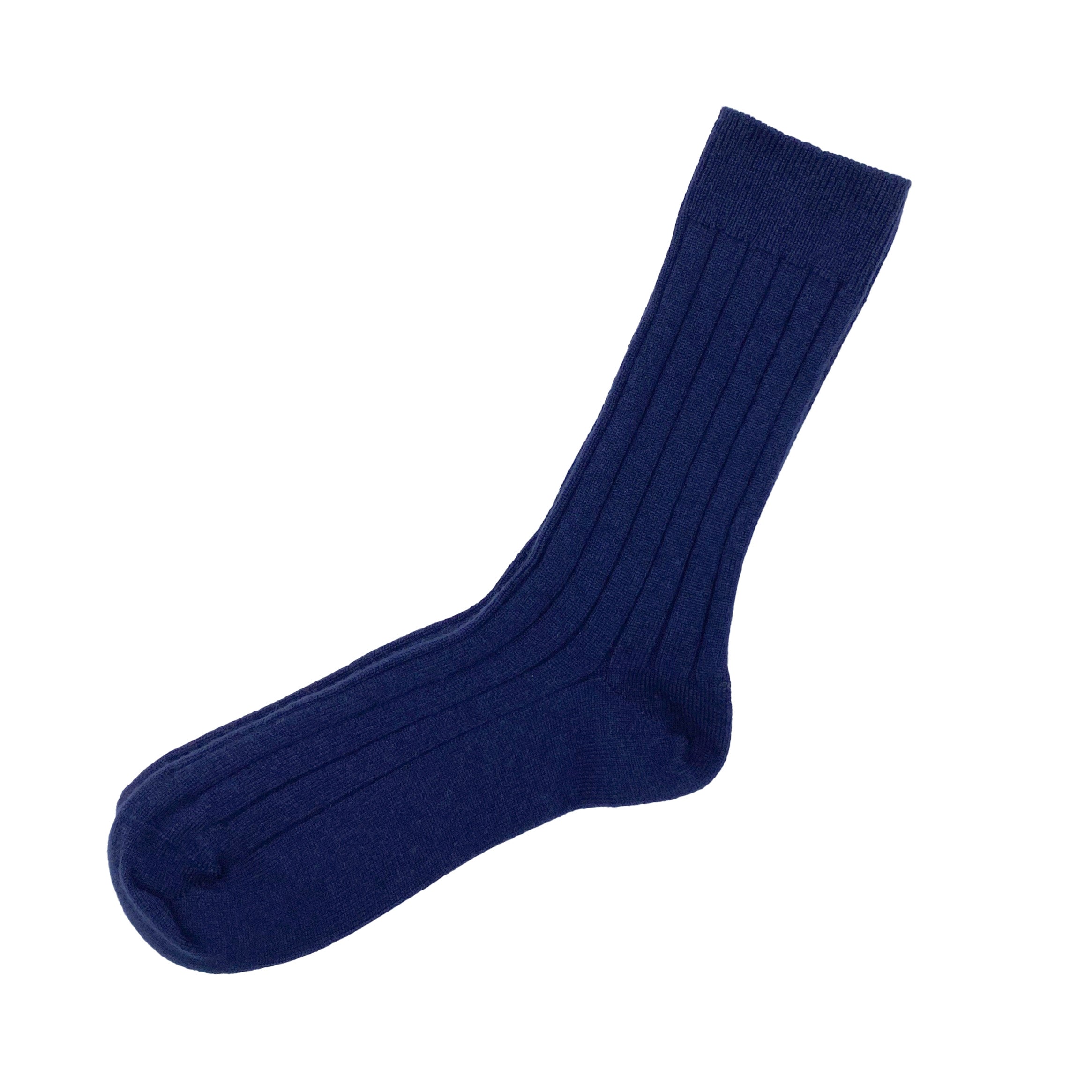 Men's Navy Luxury Ribbed Cashmere Socks Gift Boxed, made in UK by Ava Innes