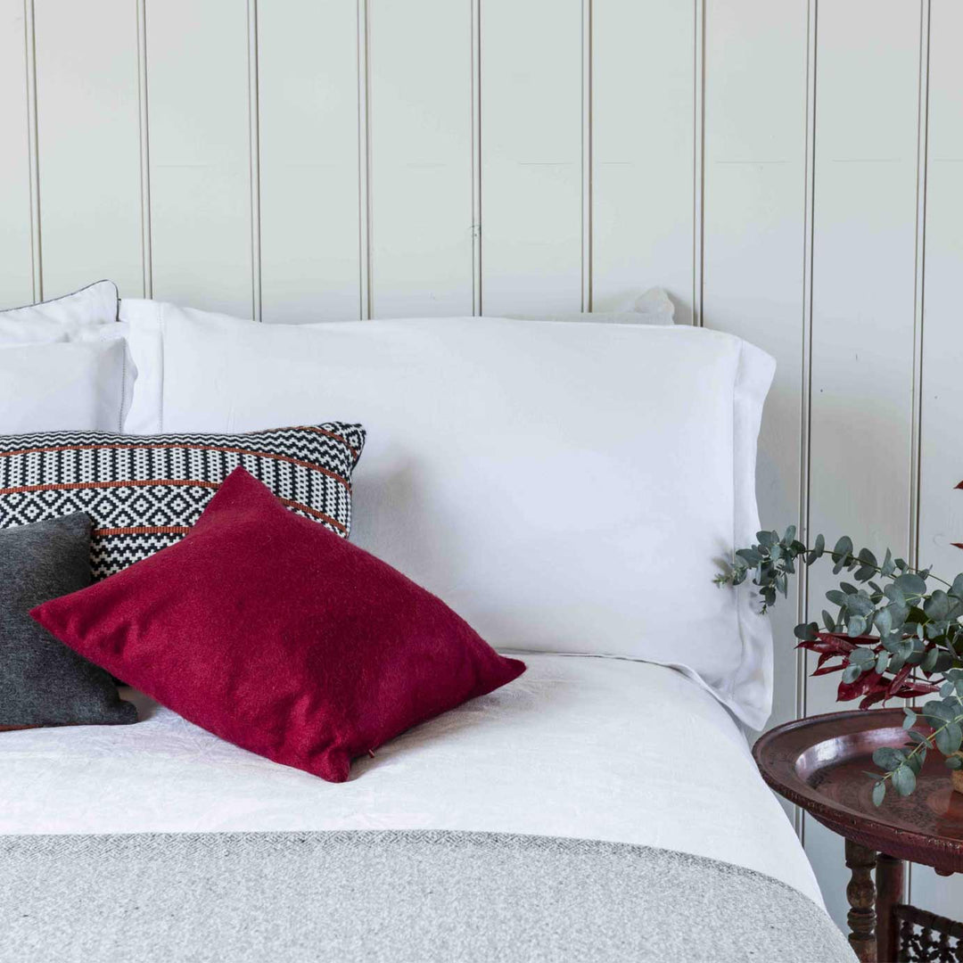 Ava Innes Scottish Wool Pillows in Firm, Medium Firm and Soft, incased in organic cotton