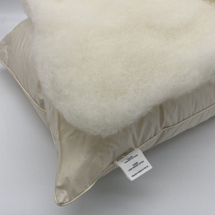 Luxury Wool & Organic Cotton Bed Pillow with Additional Filling | Made In The UK | Ava Innes