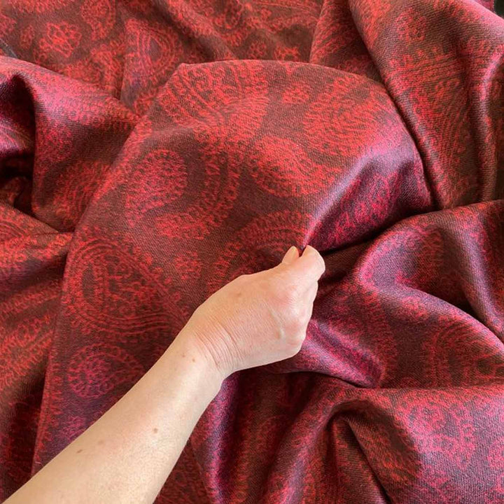 Luxury Red Paisley Cashmere Blanket