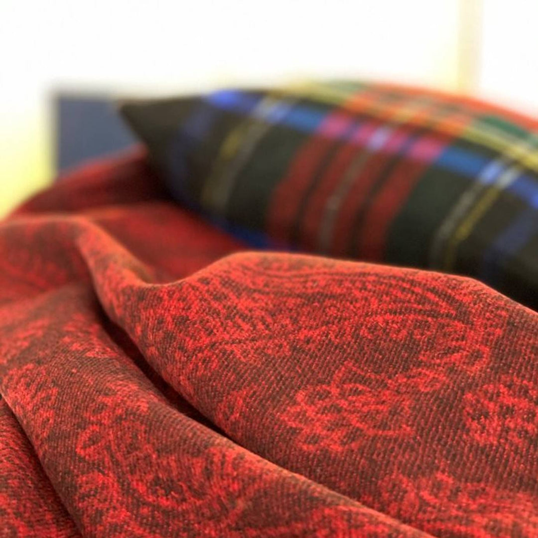 Luxury Red Paisley Cashmere Blanket