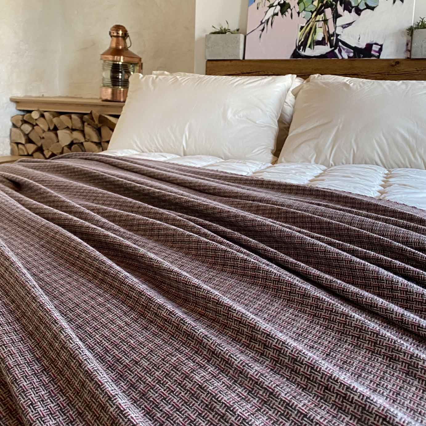 Luxury Rose Tweed Cashmere Throw